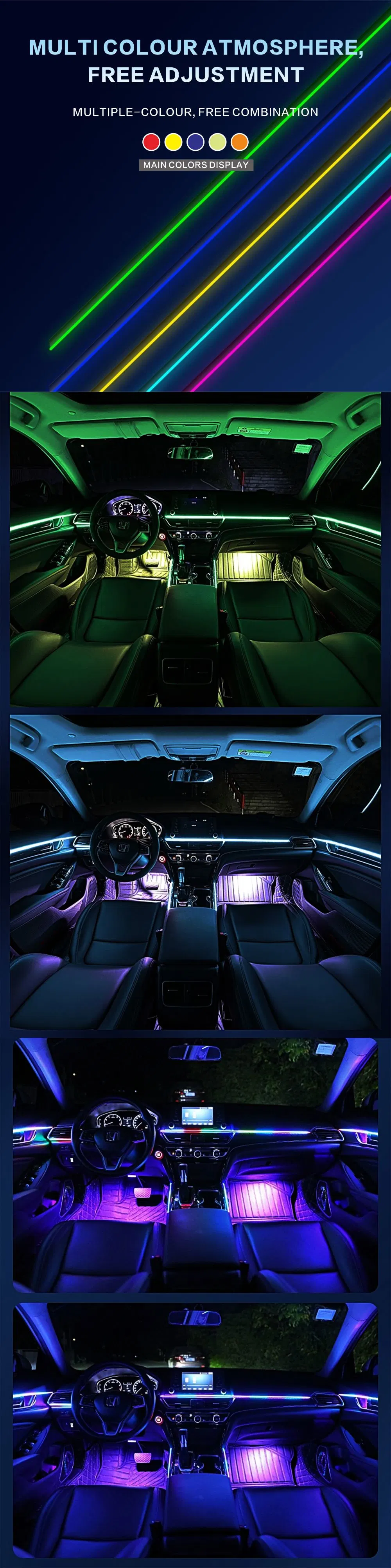 Car Interior Ambient Light Auto Flexible Atmosphere Neon Soft Strip Lighting