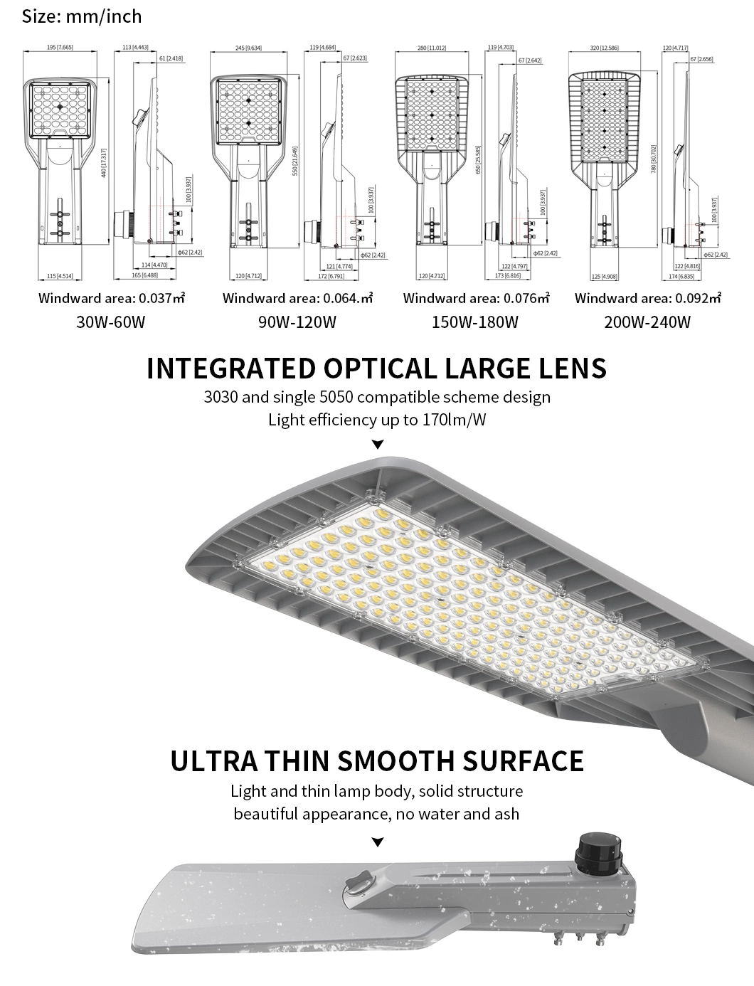 LED Outdoor Urban Street Light Road Lighting From 30W to 240W