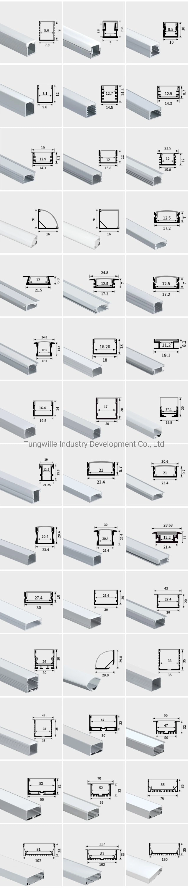 16*12mm Recessed Aluminium Profile LED Lamp Strip Lighting for Housing