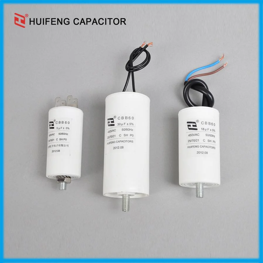 High Performance Cbb60 20UF 450VAC Motor Run Capacitor with Cable Lead out