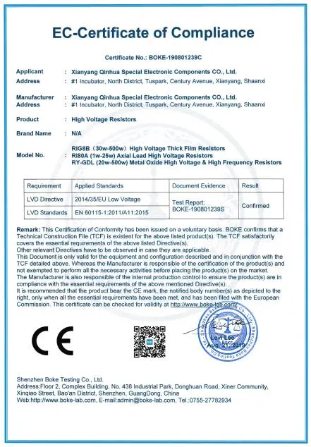 Hv Resistor Ri80 100W 100mf 150mf High Voltage Film Resistor