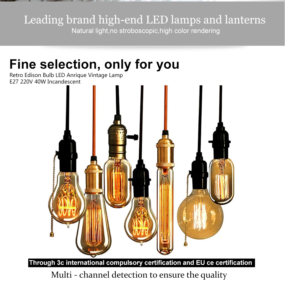 40W E27 Transparent LED Filament Bulb AC 220V Retro Vintage Warm White Incandescent Lamps Home Decor Glass Bulbs Light