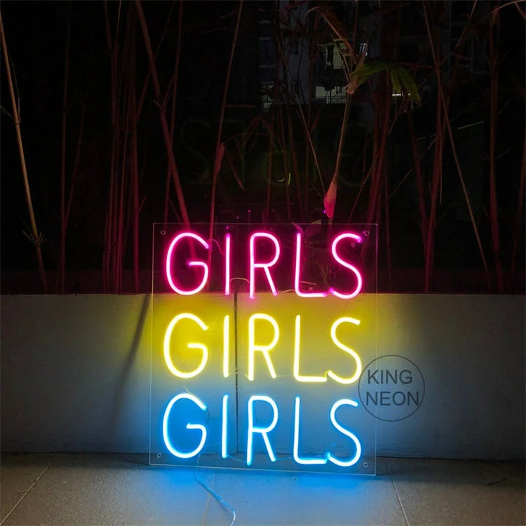 Glodmore2 Girls Girls Girls Illuminated Letters Sign Words Neon Sign Dropshipping RGB Colorful Flex LED Custom Neon Sign Light