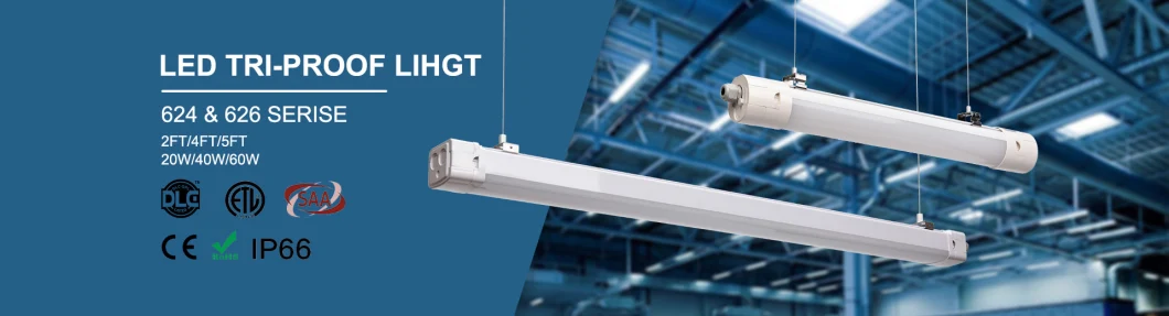 LED Batten Light 25W 40W 60W Emergency LED Batten Triproof Light Fitting 220-240V Suspended Ceiling Mounted Linkable Weather Proof LED Vapor Tight Light