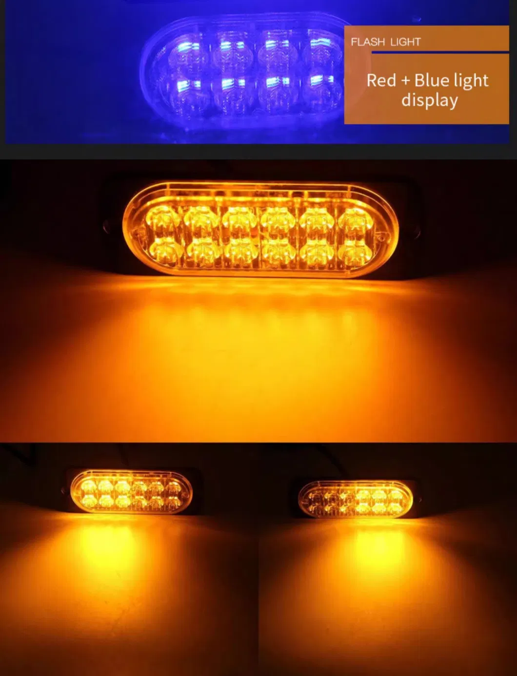 12LED Car Strobe Warning Light Flashing Breakdown Emergency Light Truck Trailer Beacon Lamp LED Side RGB Flashing Light for Car 12V