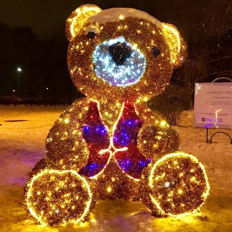 Teddy Bear Motif Lights Polar Animal LED Lighting Christmas Santa Holiday Decorations