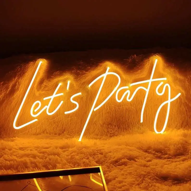 Glodmore2 Custom Acrylic Sign Let&prime;s Party Neon Sign LED Strip Lighting Let&prime;s Party Neon Sign