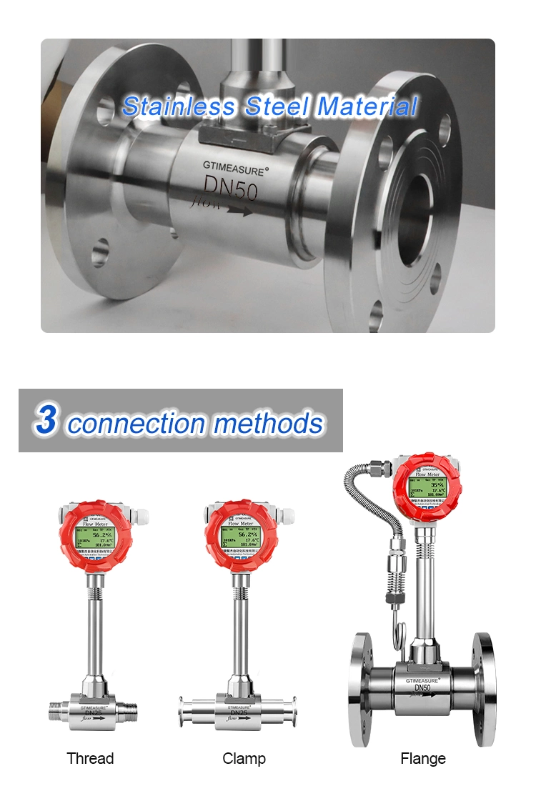 Low Cost Flowmeter Vortex Steam Gas Compressed Air Natural LPG Flow Meter