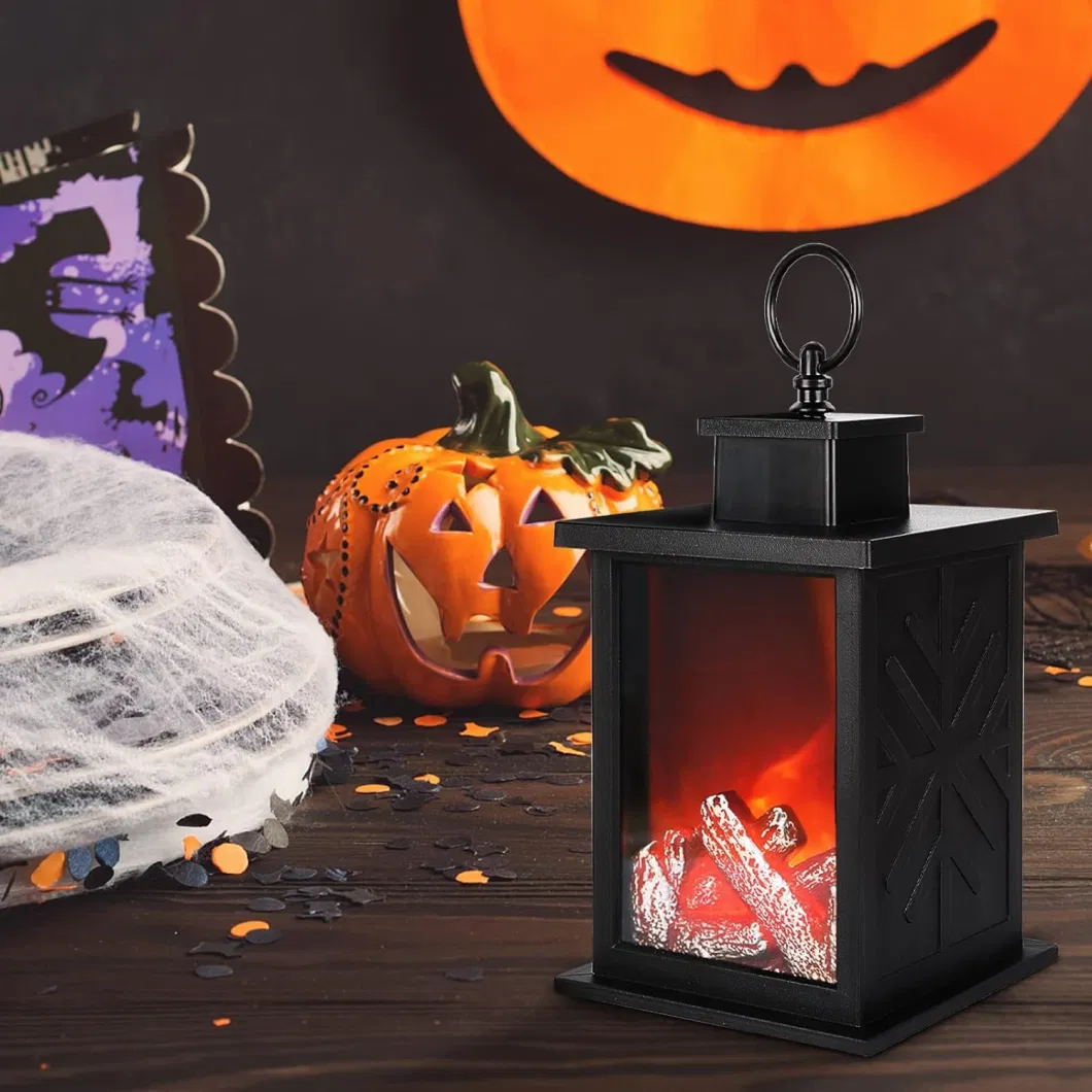 LED Fireplace Lantern Simulation Flame Lamp Night Light USB or Battery Charging for Home Decoration