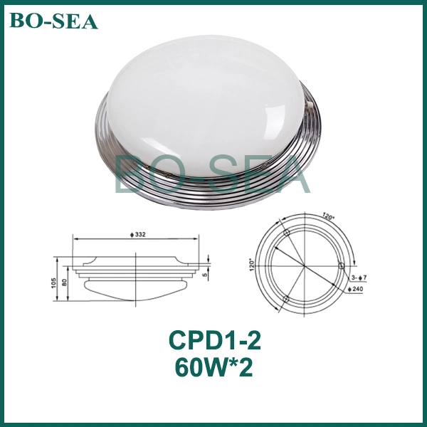 Cpd1-2 Marine Round Double-Bulb Incandescent Ceiling Light