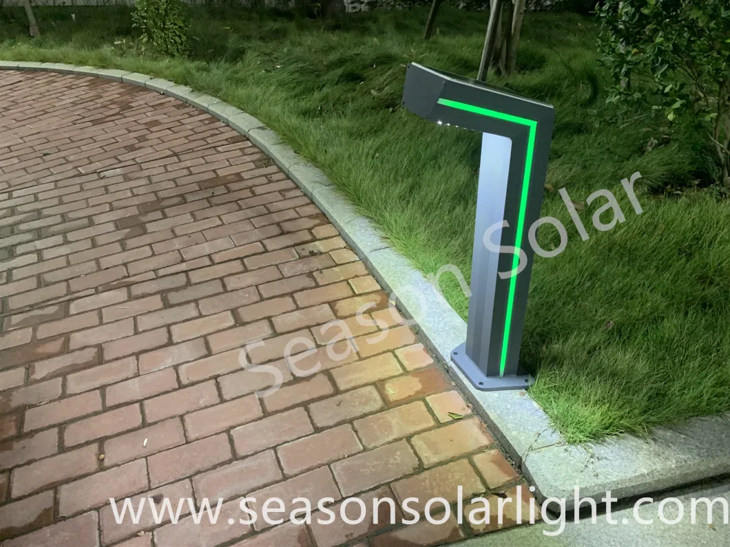 Bright LED Lighting CE Outdoor Solar Bollard Pathway Lighting with Green Accent LED Lighting