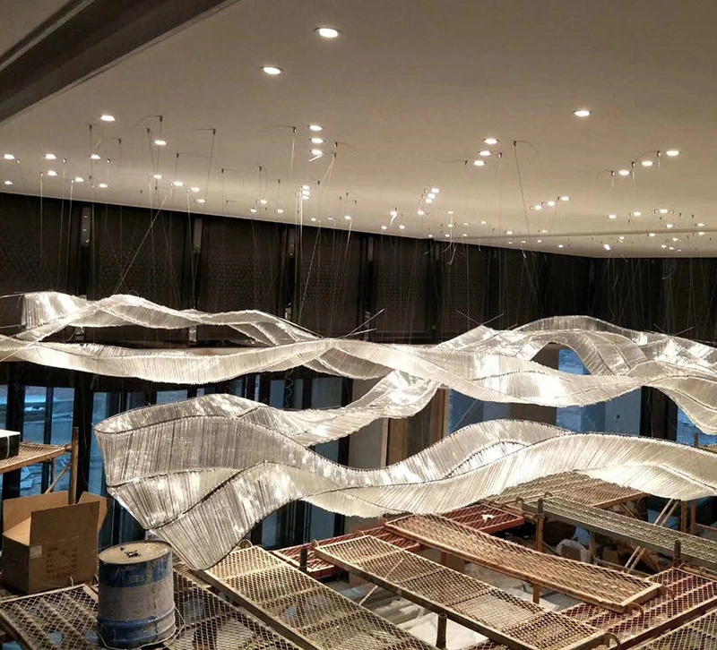 Modern Streamer Decorative Pendant Lamp Lighting Glass Chandelier for Hotel Lobby, Ballroom
