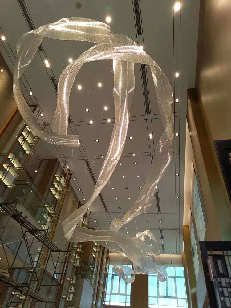 Modern Streamer Decorative Pendant Lamp Lighting Glass Chandelier for Hotel Lobby, Ballroom