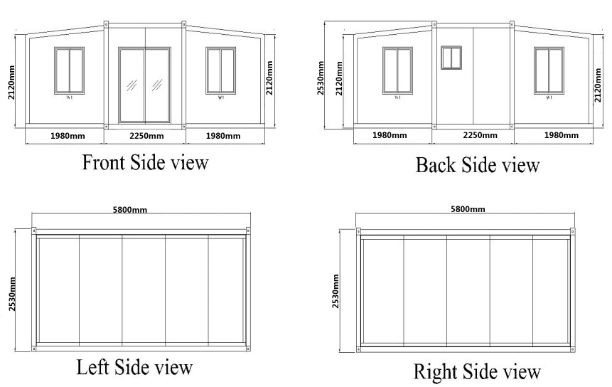 Cheap Foldable Container House Modular Family Life Prefab Expandable House Store