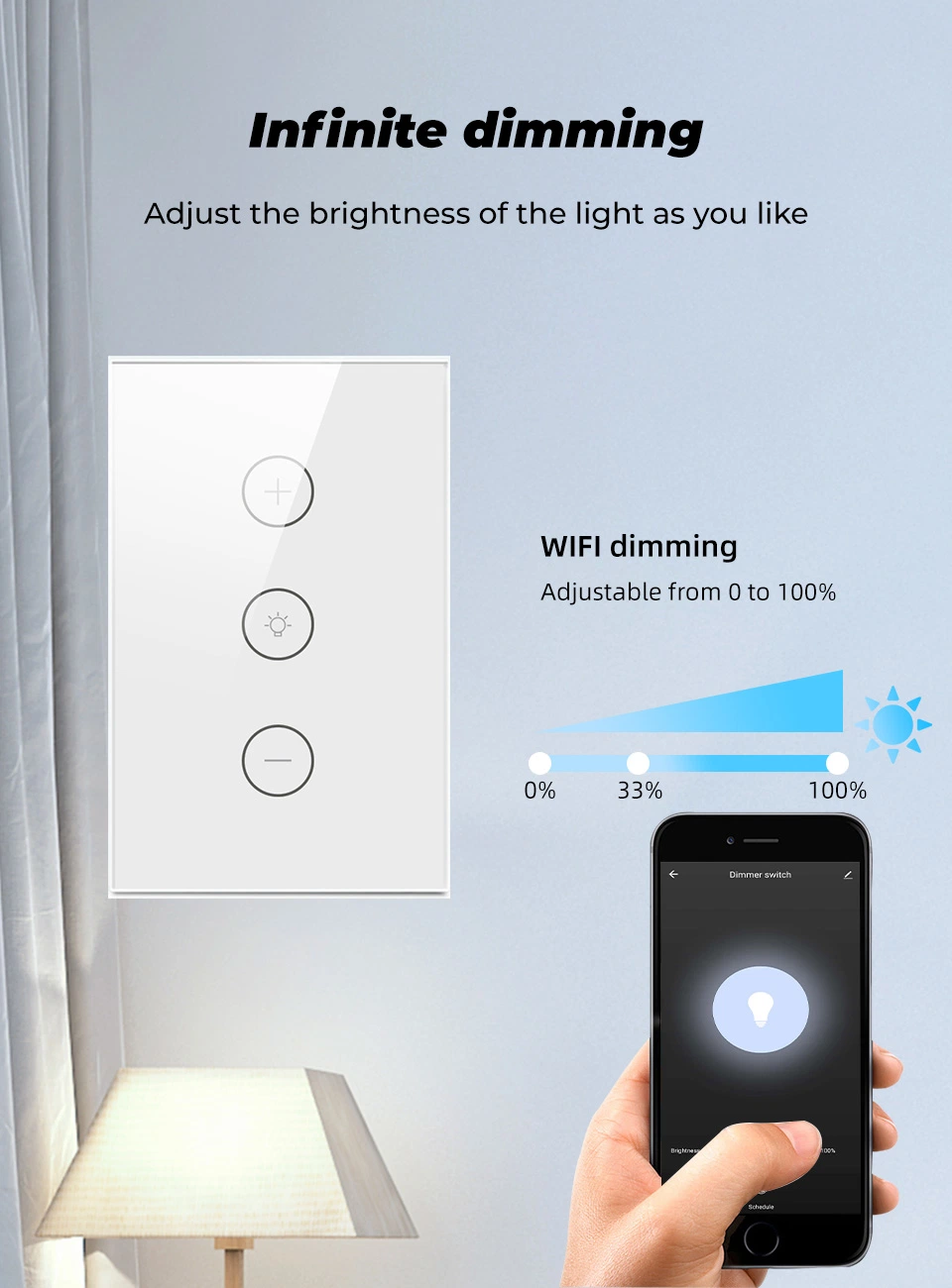 Tuya Smart Dimmer Switch Wireless Wall Switches Remote Control