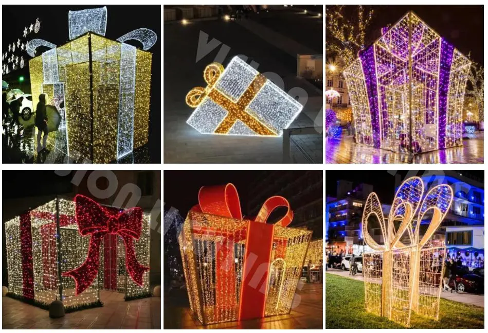 Outdoor 2D Lighted Motif Christmas Photo Frame Illumination for Commercial Winter Show
