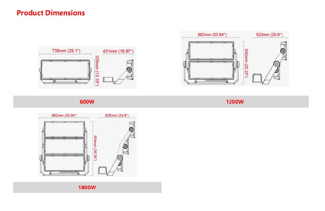 Airport Runway Sports Projection 1000 1500 1800 Watt LED Flood Light High Mast Lighting