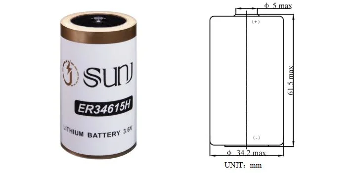 3.6V 19000mAh Er34615h High Capacity Non-Rechargeable Lithium Battery for Gas Meter