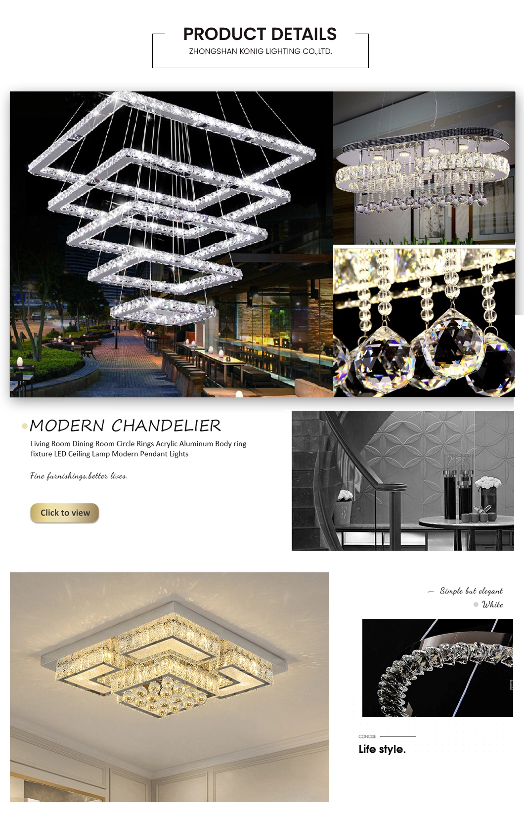 Konig Lighting Chandeliers Factory European Contemporary Living Hotel Ceiling Pendant LED Luxury Home Decorating Modern Indoor Crystal Chandelier Lighting