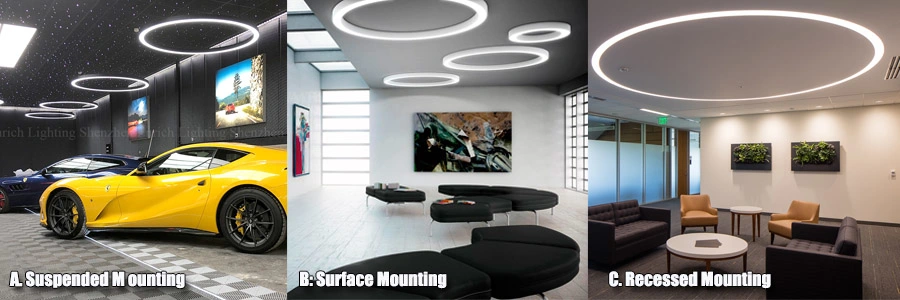LC6060-1.2m Aluminum Profile LED Circular Pendant Light Ceiling Suspended Ring Light for Office Lighting