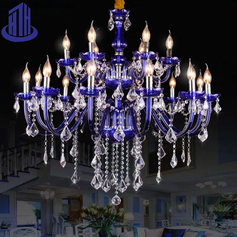 Customized Dimmer Blue Crystal Decor Pendant Light Chandelier (A-906)