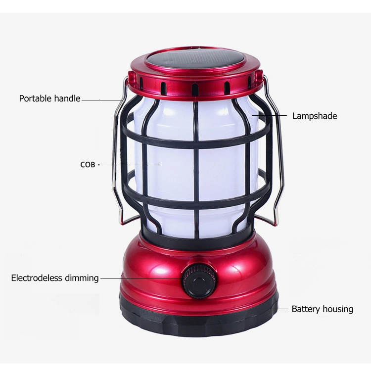 Multifunctional Outdoor Power Vintage Lights Camping Lights Flame Ambient Solar Camping Lights Handheld LED Lighting Rechargeable Retro Classic Camping