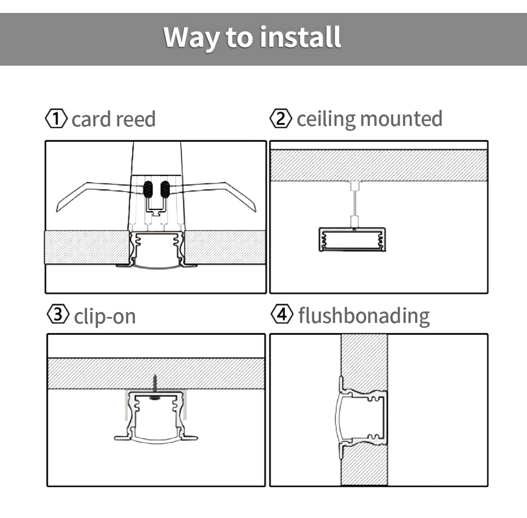 Aluminum LED Strip Profile Recessed Linear Lighting for Household