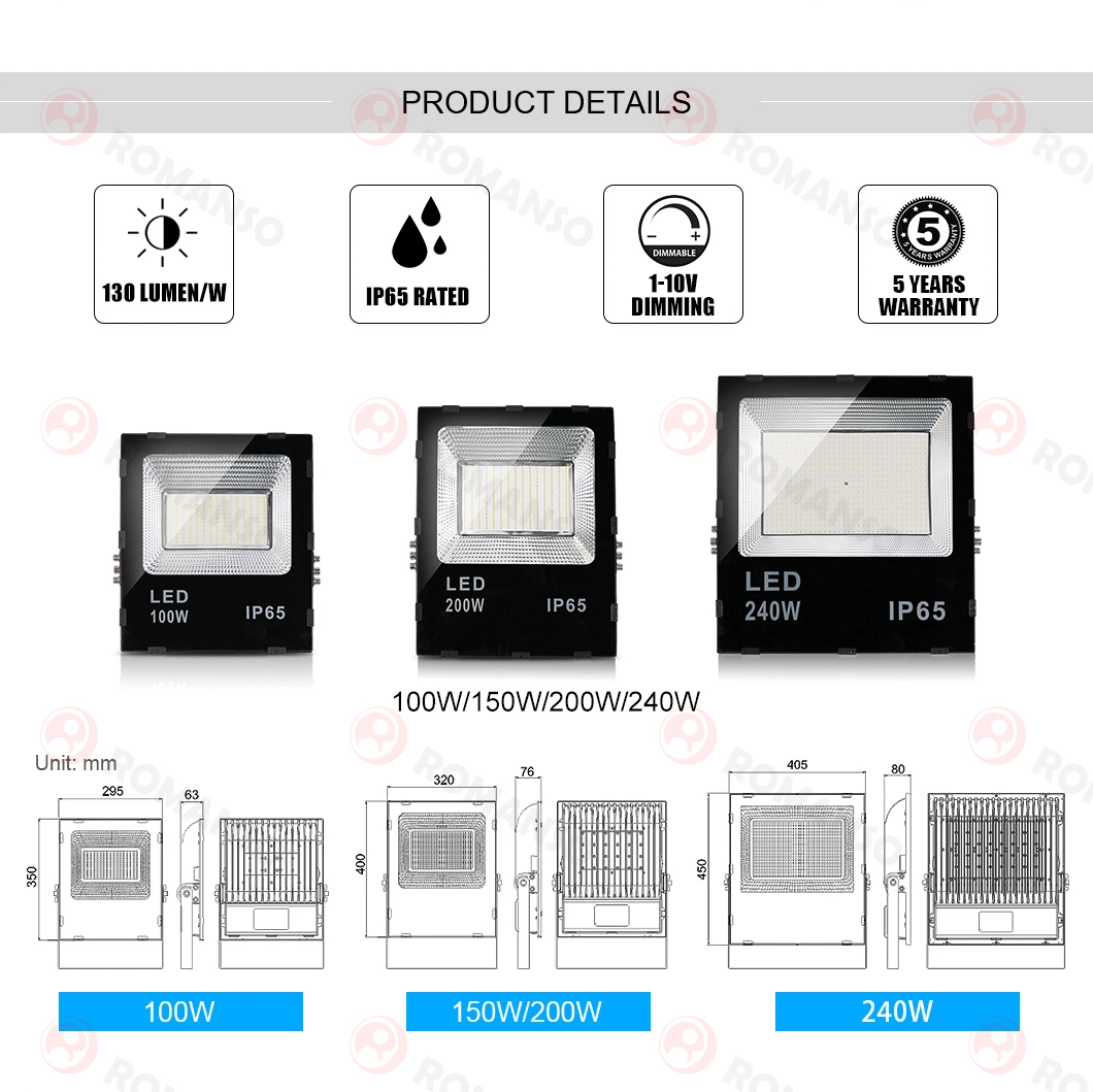 Popular Design IP65 Waterproof Flood Light LED 200W Outdoor Fixtures for Sports Stadiums Lighting