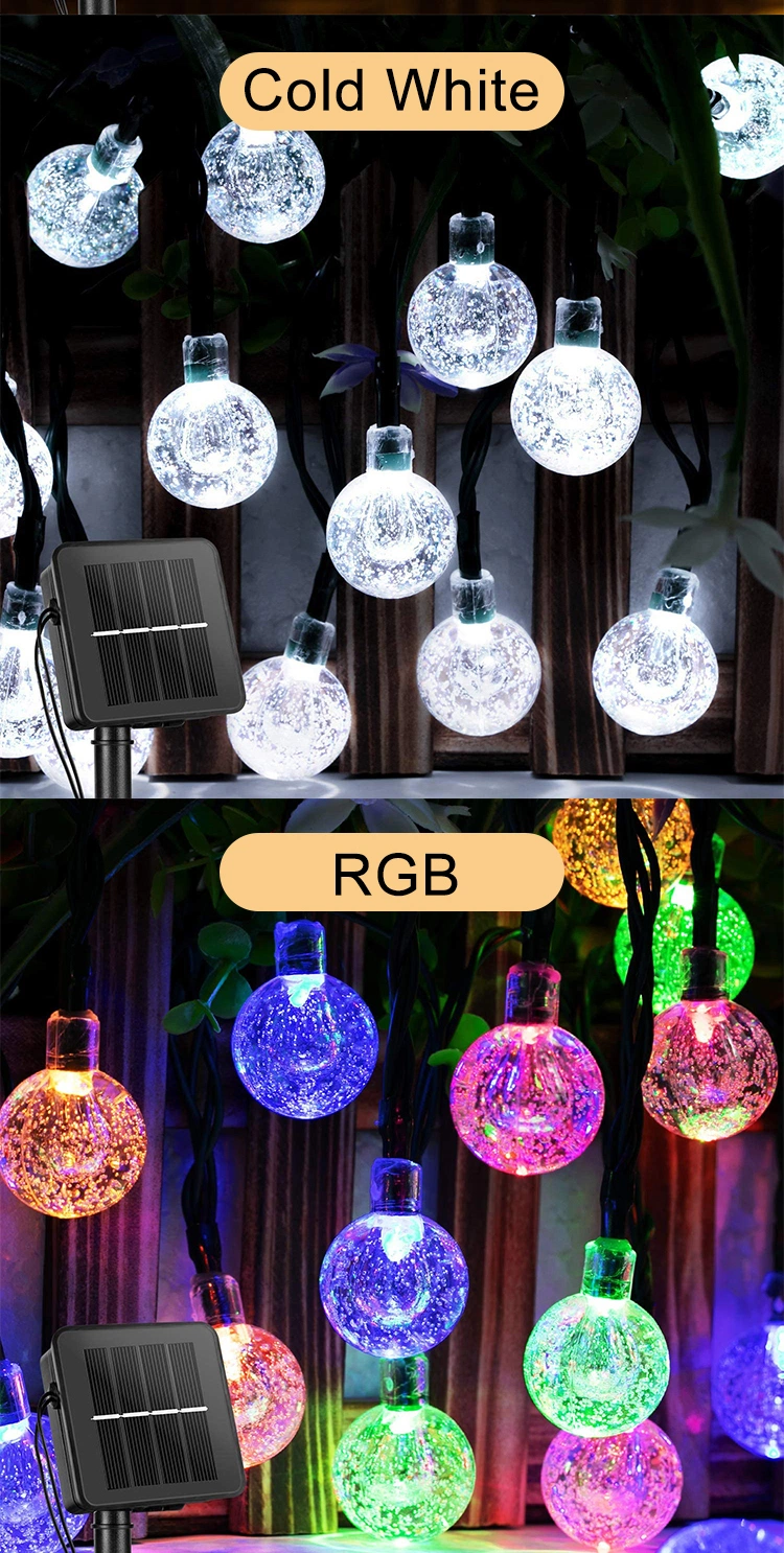 Outdoor Waterproof Crystal Decoration Solar String Light with 8 Lighting Modes