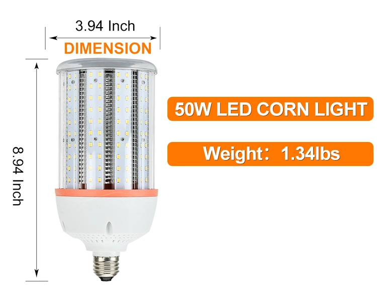 Large Mogul E39 Base 5000K Daylight IP64 LED Corn Light Bulb for Indoor Outdoor Area Lighting