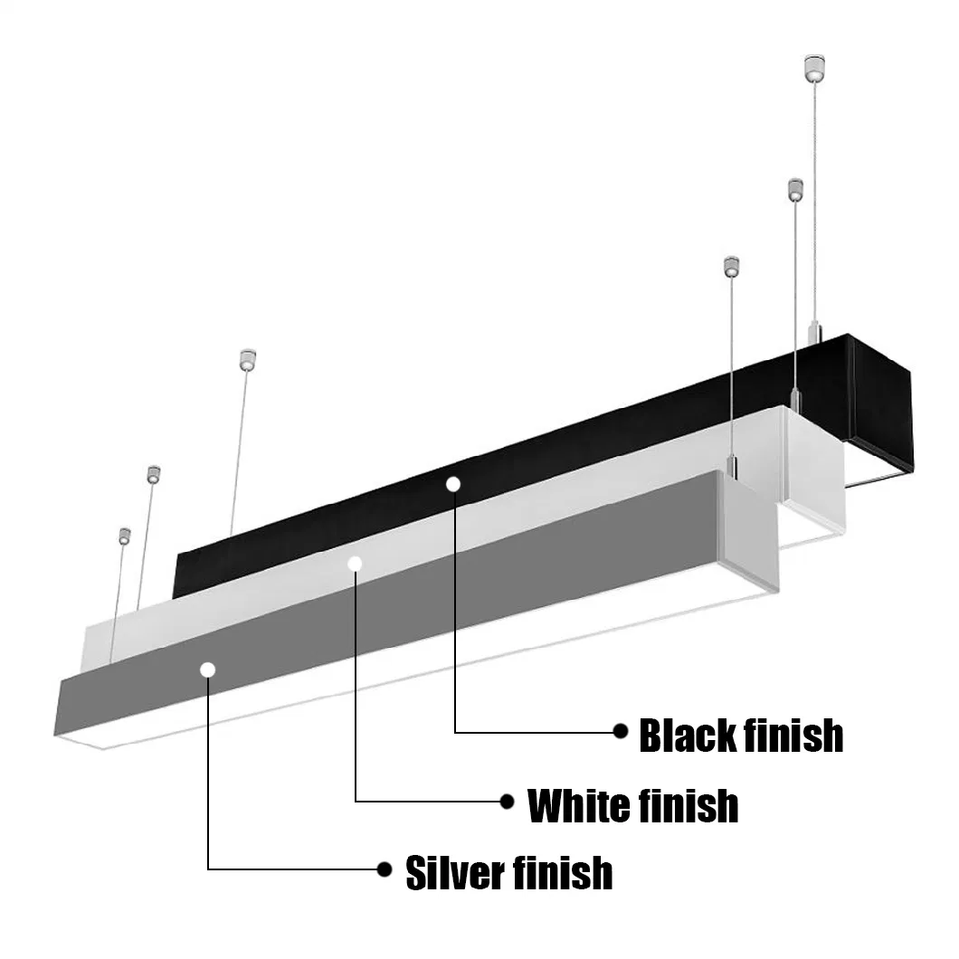 Modern White and Black LED Chandelier Linear Pendant Lighting Fixture for Kitchen Dining Room Bedroom Foyer