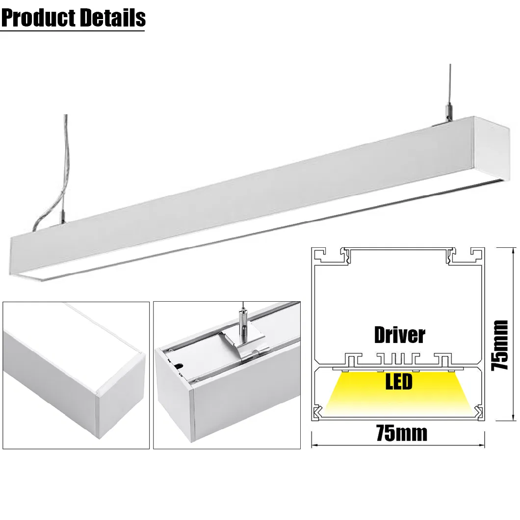 Modern White and Black LED Chandelier Linear Pendant Lighting Fixture for Kitchen Dining Room Bedroom Foyer