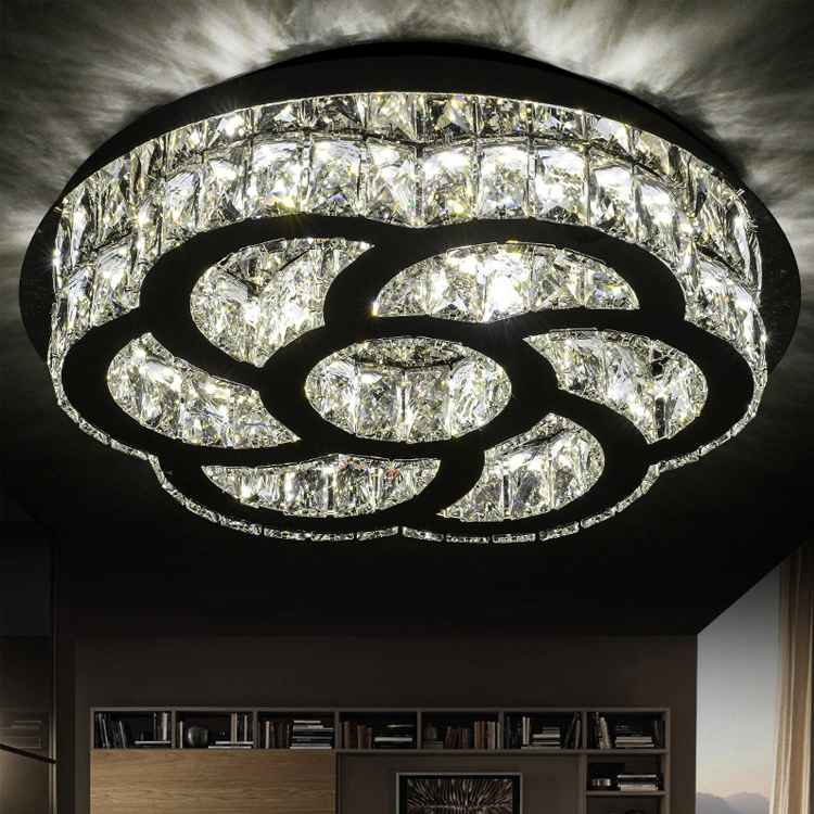 LED Moon Crystal Ceiling Light Cool White Pendant Lighting Flush Mount Fixture for Bedroom Living Room Modern Crystal Chandelier