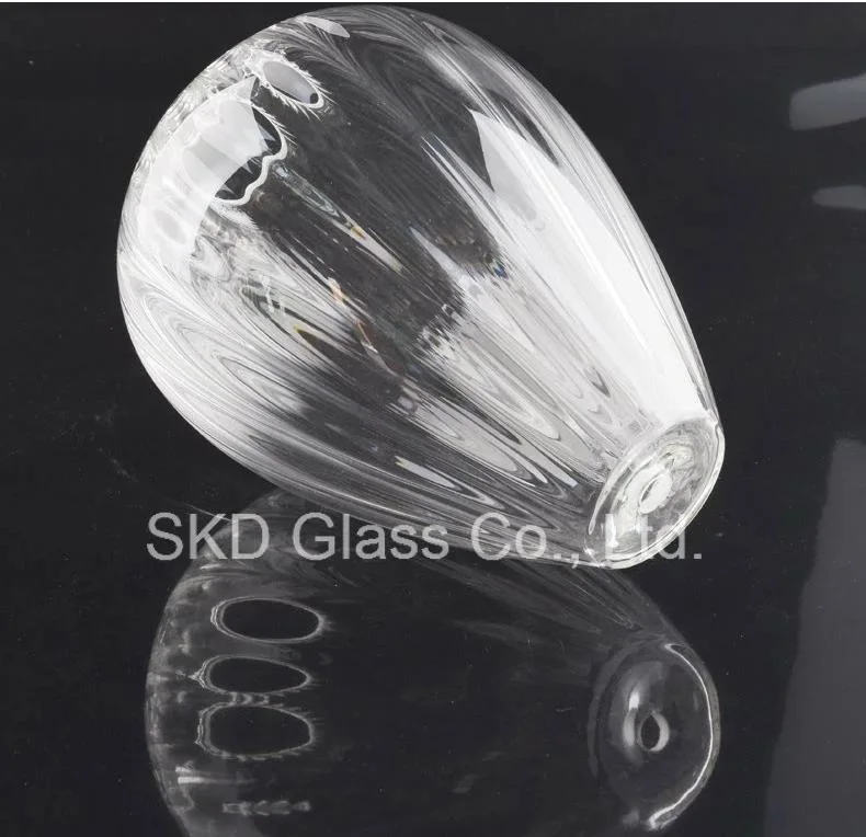 Project Lighting Lamp Parts Handblown Cone Shaped Ribbed Glass Shade