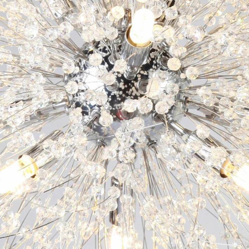 Modern Crystal Dandelion Chandelier Lighting Spark Ball Pendant Lamp LED Hanging Restaurant Bedroom Suspension Light Fixture