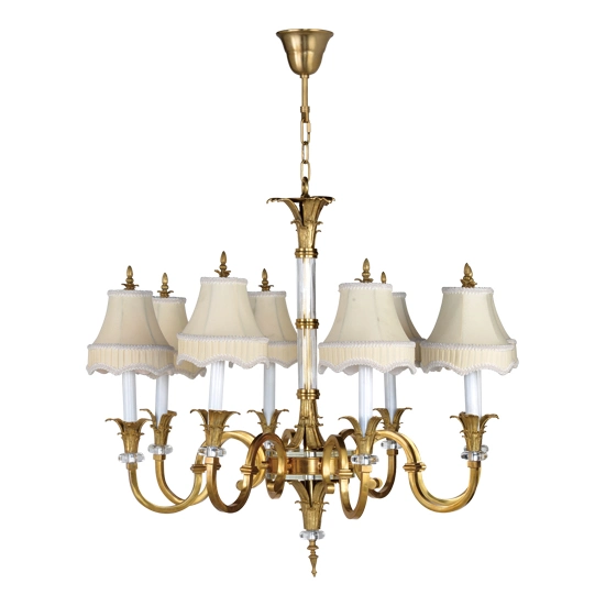 Vintage Solid Brass Chandelier Lighting with Lampshade (WH-PC-22)