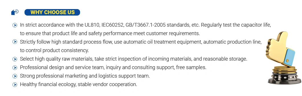 2024 Gold New Mascotop Cbb65 Air Conditioner Run Capacitor with High Quality 450V/370V 1-100UF Made in China