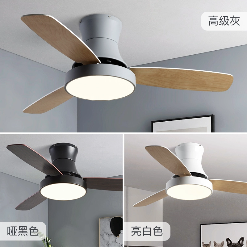 Wood Ceiling Fan with Light LED Modern Kitchen/ Restaurant/Bedroom Nordic Smart Ceiling Fan Light (WH-CLL-31)