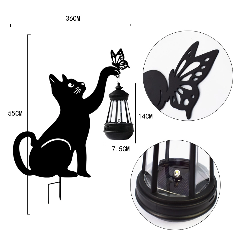 Solar LED Outdoor Garden Decorative Lamp for Garden Black Cat Landscape Lighting Water-Resistant Light Controlled Solar Cat Accent Light Garden Decoration