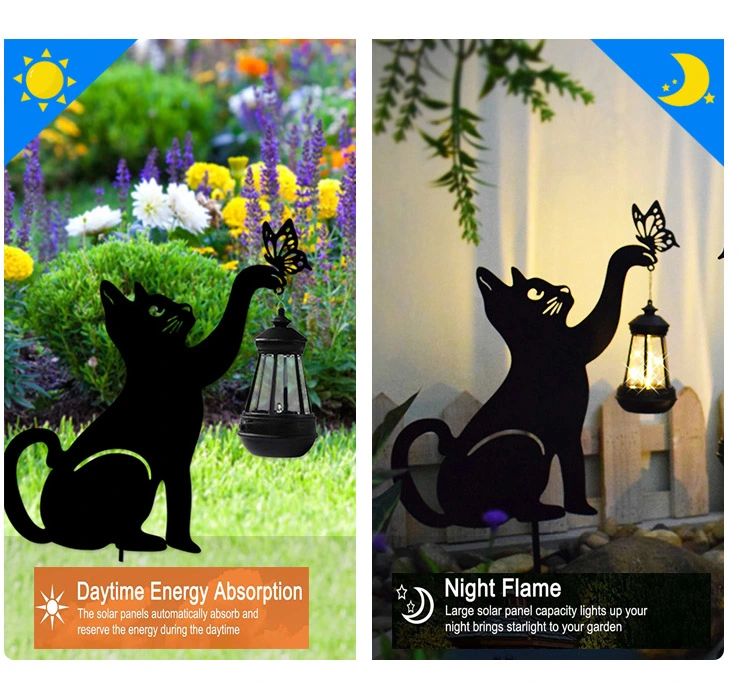 Solar LED Outdoor Garden Decorative Lamp for Garden Black Cat Landscape Lighting Water-Resistant Light Controlled Solar Cat Accent Light Garden Decoration