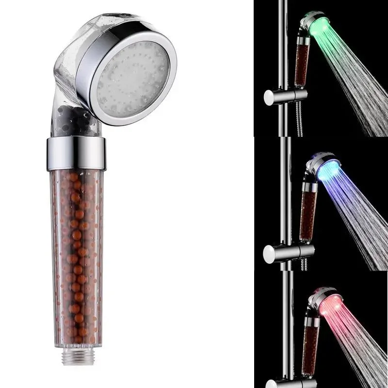 Bathroom Color Changing LED Shower Head Temperature Display Vitamin Shower Head 3 Color Lighting