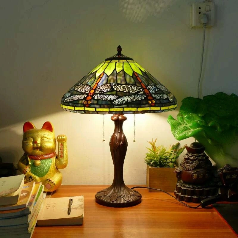 40cm Tiffany Table Lamp E27 Dragonfly Style Bedroom Bedside Lamp (WH-TTB-26)