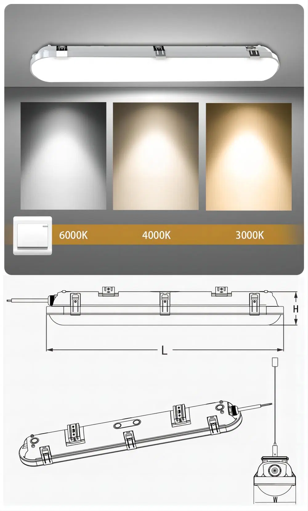 an Energy Efficient Vapor Tight Lighting Fixture for Rugged Commercial &amp; Outdoor Applications with CE RoHS CB ETL