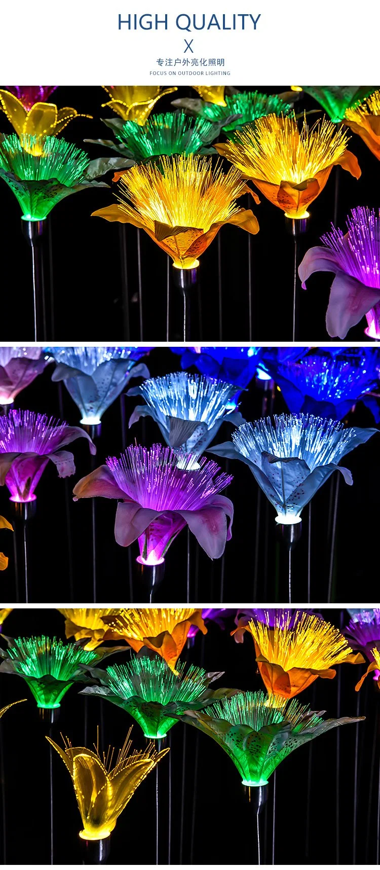 The New LED Lily Optic Fiber Lighting Flower Outdoor Simulation Flower Park Square Scenic Landscape Lighting Decorative Lighting