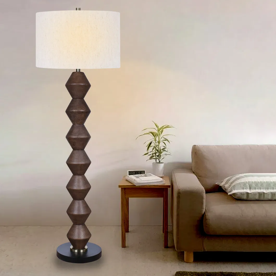 Wabi-Sabi Style Flip Mold Vintage Log Style Orb Antique Resin Floor Lamp