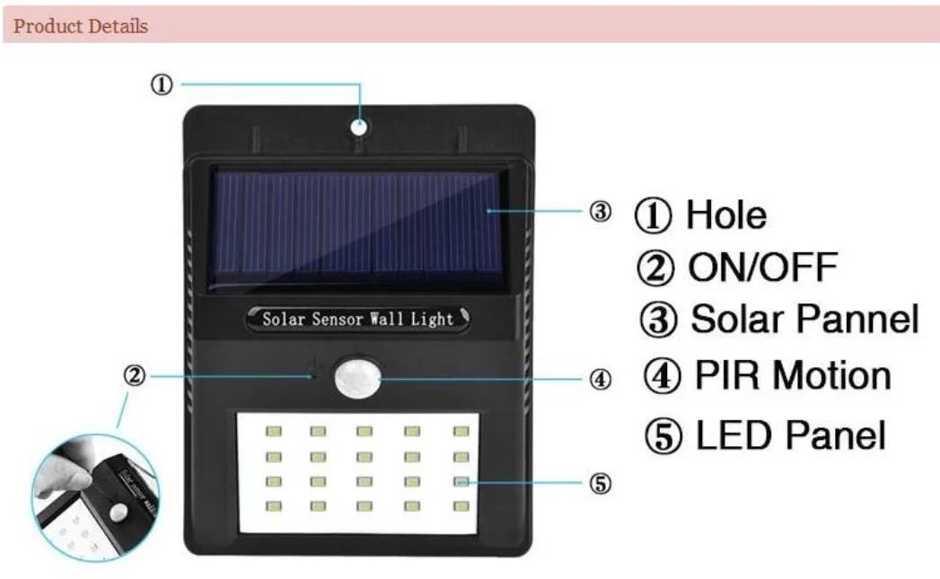 Integrated All in One Outdoor Lighting Solar Panel System Energy Saving Lamp LED Street Path Lawn Lights IP65 LED Flood Garden Wall Yard Park Lightings