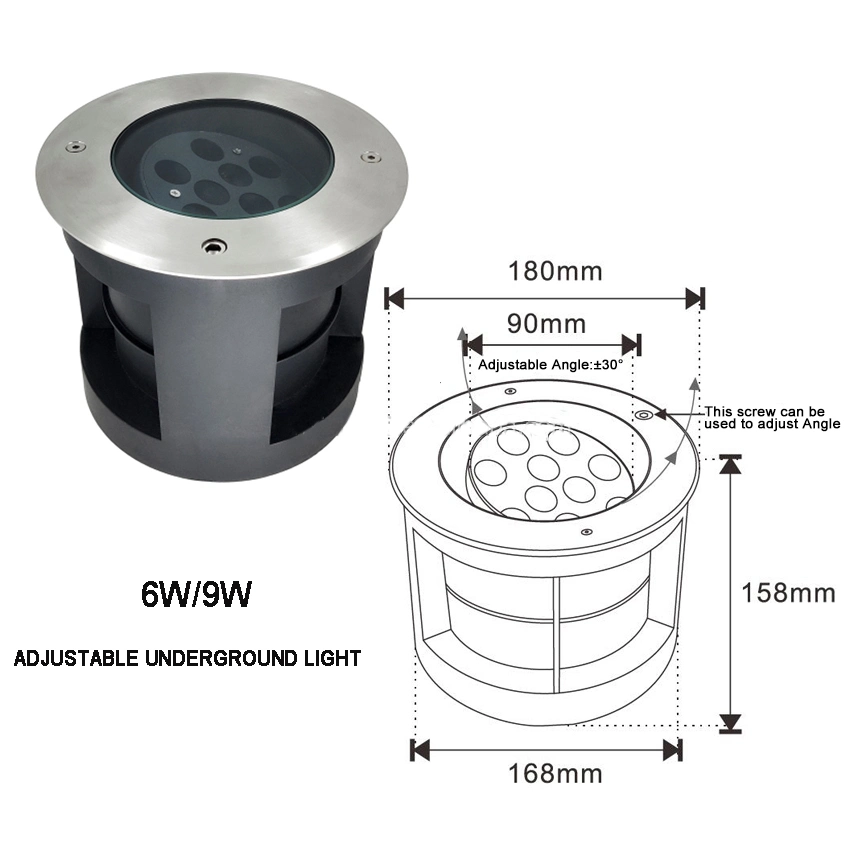 2023 New LED Rotable Adjustable Angle Stainless Steel Exterior IP67 Underground Buried Inground Garden Floor Spotlight Lamp