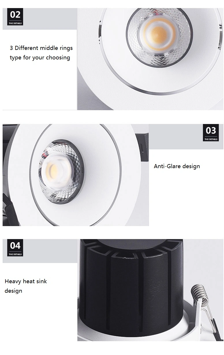 COB LED Recessed Spot Light Wide Beam Ceiling Downlight