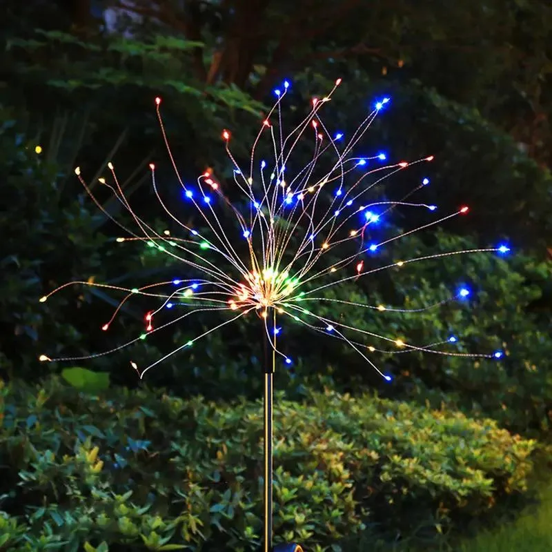 LED Motif Christmas Waterproof Lights Outdoor Fireworks Lamp Warm Color Solar Garden Lights Outdoor Christmas Icicle Lights