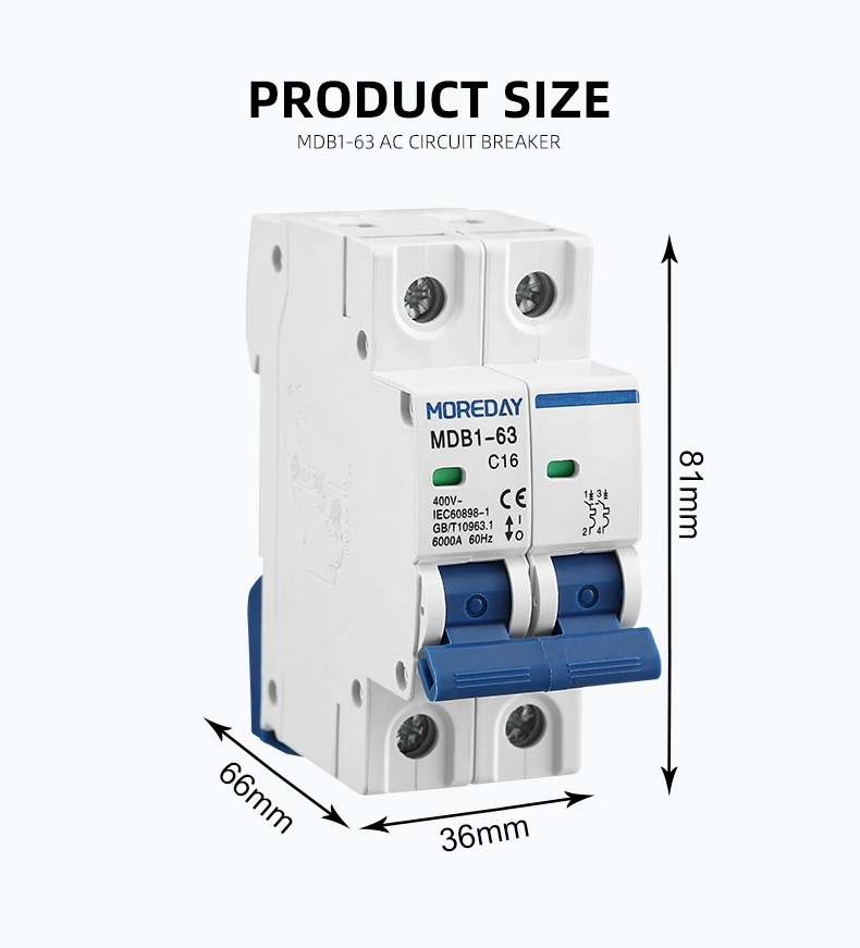 MCB New Model Dz47 1p 2p 3p 4p AC DC MCB for Protecting Equipments Against Overload and Short Circuit